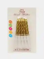 Золотистый хаки свечки для торта, неоновые, спираль, 10 штук