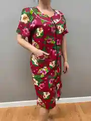 Красный халат женский на молнии, домашний, хлопок