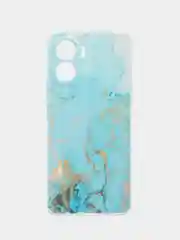 Светло-синий силиконовый чехол на Honor 90 Lite (Хонор 90 Лайт), прозрачный, с рисунком