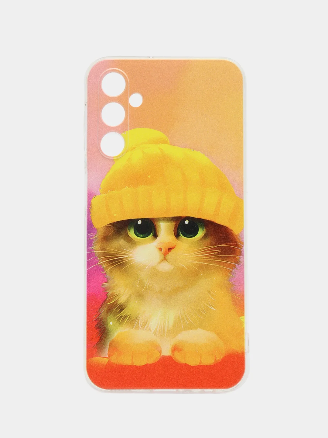Желтый чехол на Samsung Galaxy A24 (Галакси A24), прозрачный, с рисунком, защита камеры
