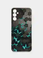 Бирюзовый чехол на Samsung Galaxy A14 4G (Галакси A14 4G), прозрачный, с рисунком, защита камеры