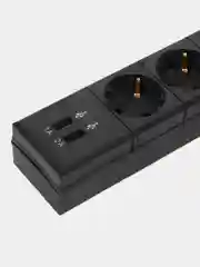Черный сетевой фильтр-удлинитель с USB Buro, удлинитель юсб, 1,8 м / 3 м / 5 м