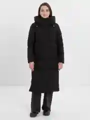 Бежевый пуховик женский, удлиненный