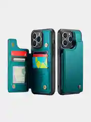 Бирюзовый чехол для iPhone (Айфон) 13, 14 / Картхолдер для телефона