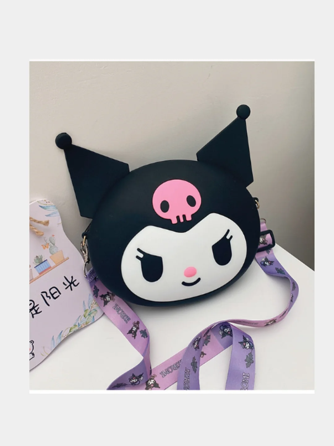 Черный силиконовые сумки Kuromi, через плечо, Куроми и Мелоди, детский кошелек