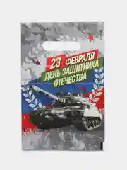 Пакет подарочный "23 февраля", полиэтиленовый с вырубной ручкой, 20 х 30 см, 30 мк