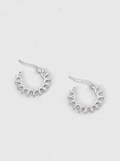 Серьги кольца "Zirconia", серьги женские, со стразами, конго, вечерние, бижутерия