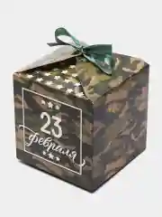 Золотистый хаки коробка подарочная новогодняя, складная, 12 х 12 х 12 см
