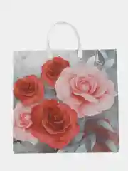 Кораллово-розовый пакет подарочный с пластиковой ручкой, 38 х 38 см/Пакет плотный/Пакет на каждый день