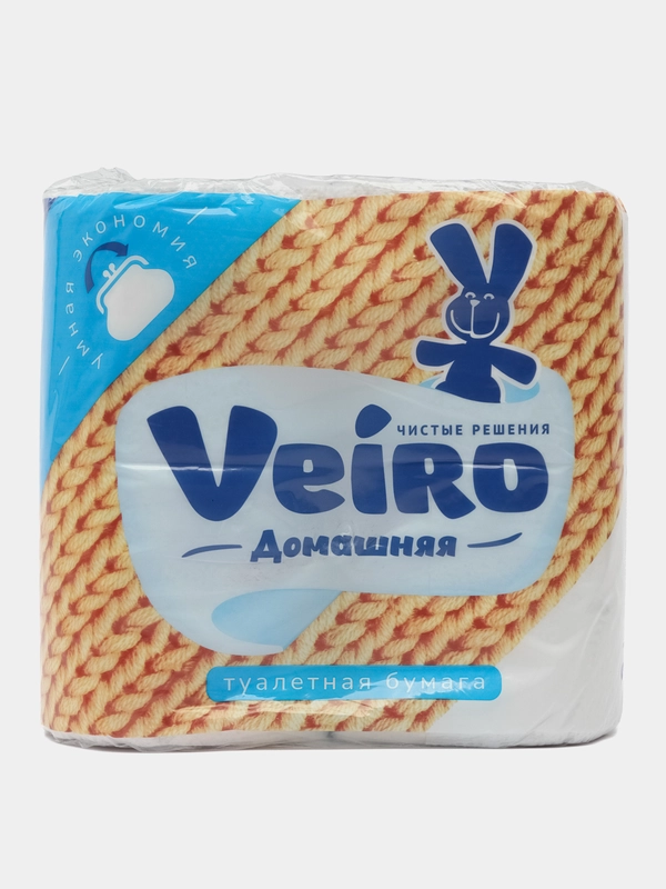 Туалетная бумага Veiro "Домашняя", 2 слоя, 4 рулона, в упаковке