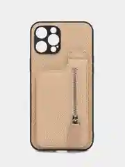 Бежевый чехол на Apple IPhone (Айфон) XR, 11, 12, 13, 14 Pro Max, кожаный, с карманом для карт