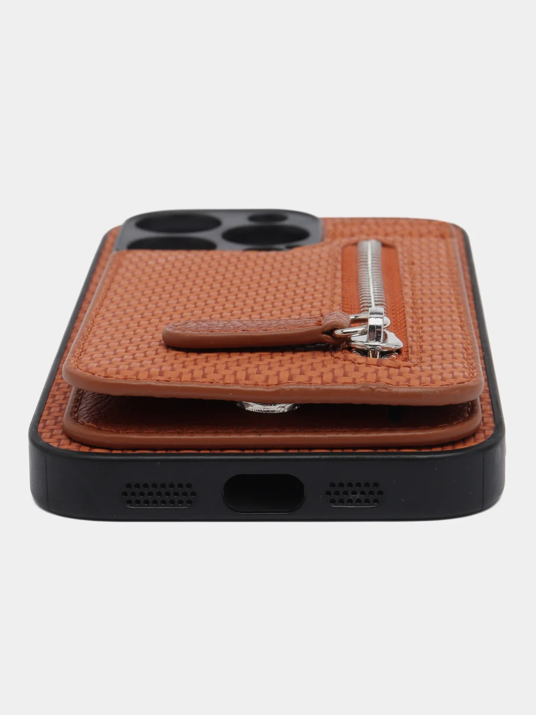 Терракотовый чехол на Apple IPhone (Айфон) XR, 11, 12, 13, 14 Pro Max, кожаный, с карманом для карт