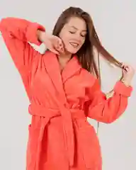 Халат женский, махровый, банный, коралловый