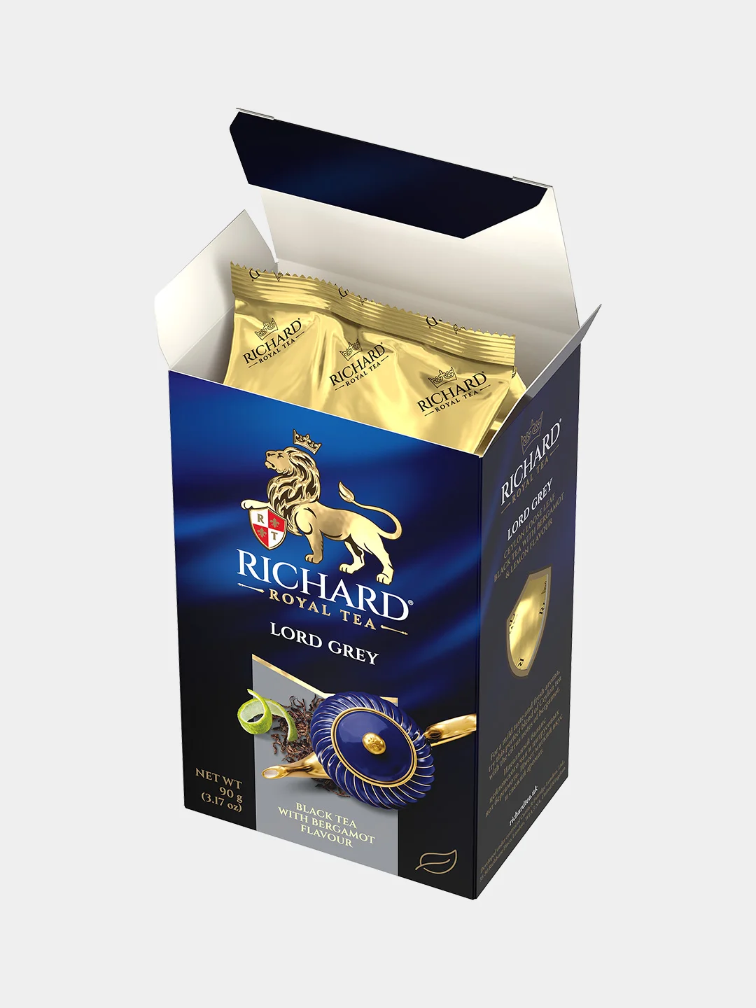 Чай крупнолистовой Richard "Lord Grey", черный, со вкусом бергамота и цитрусов, 90 г