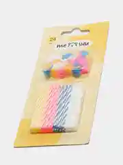 Свечи для торта Meshu "Мини", с держателями, 2 цвета, 5,5см, 24 штуки