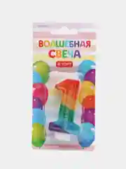Кораллово-розовый свеча-цифра с цветным нанесением "С Днем рождения"