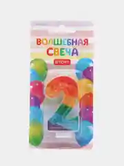 Коралловый свеча-цифра с цветным нанесением "С Днем рождения"
