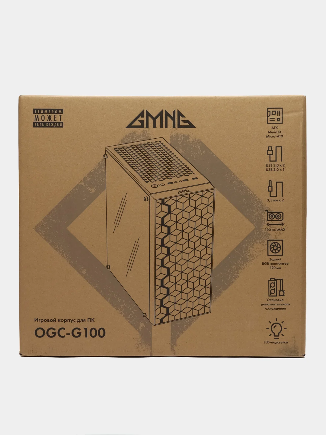Черный корпус компьютерный GMNG OGC-G100 без БП, ATX 5x120mm