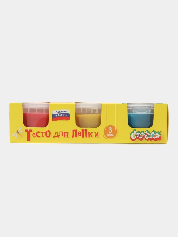 Тесто для лепки "Каляка Маляка", 3 цвета, по 90 г, в банке
