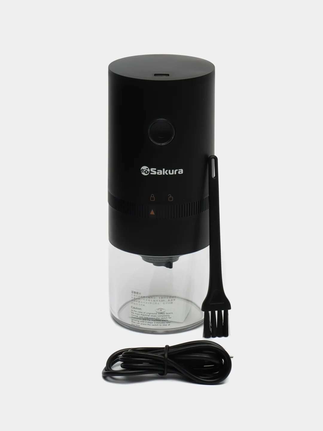 Кофемолка Sakura SA-6174BK, черная, жерновая, аккумулятор, 25 г
