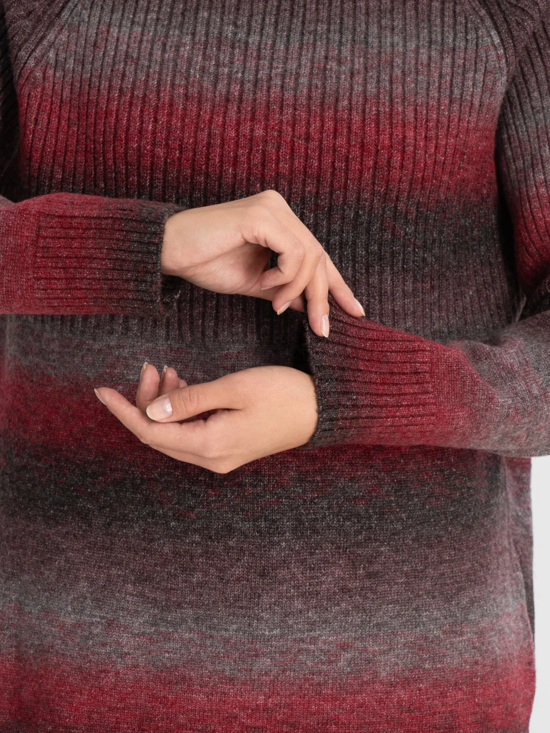 Бордовый свитер женский, оверсайз, вязанный, натуральная шерсть, Oversize, 42-56 размер, S-XXL