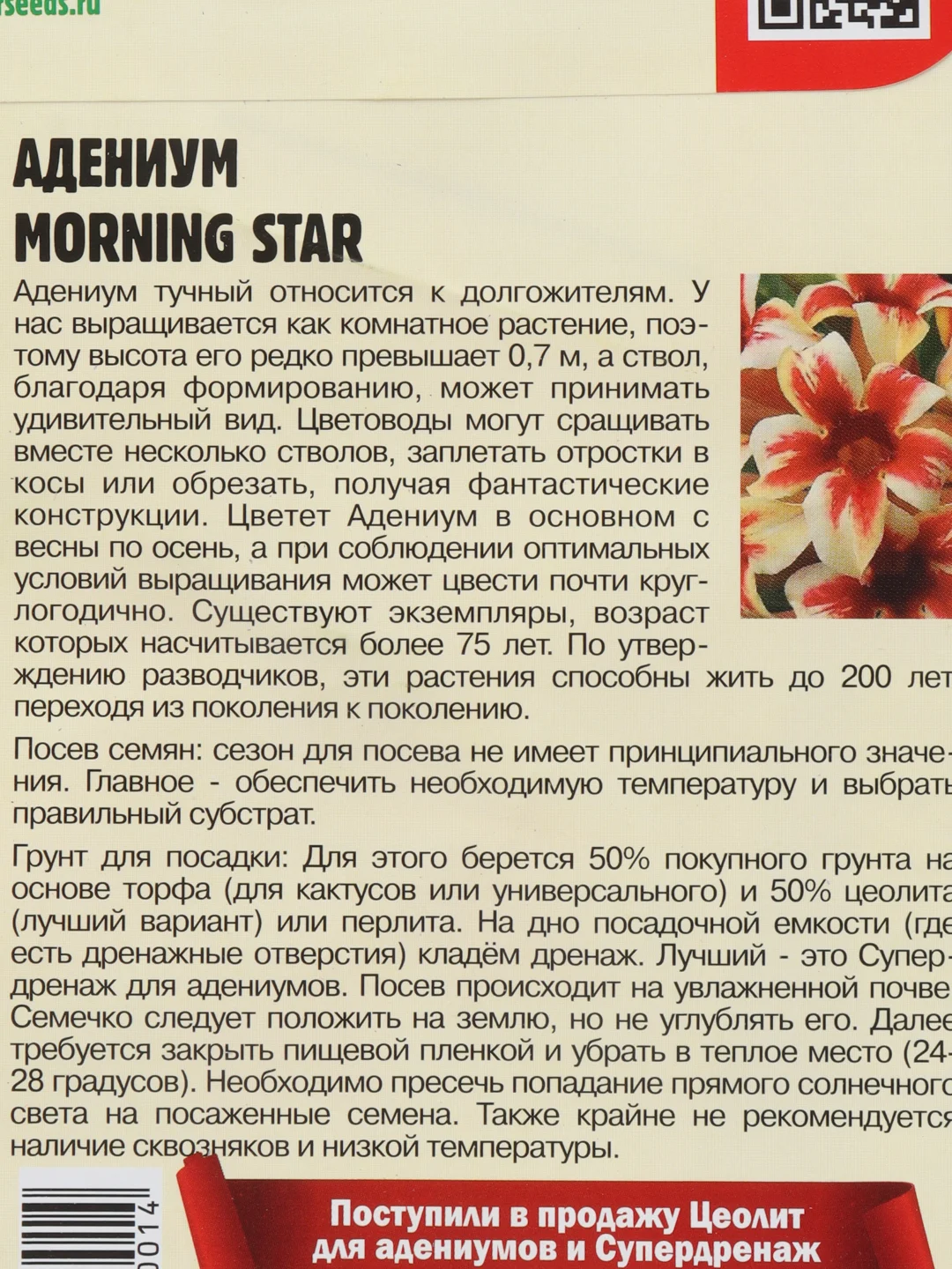 Семена цветов Адениум "Монинг стар"