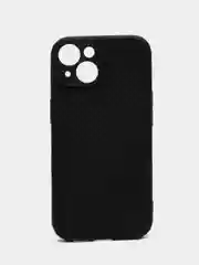 Черный чехол для iPhone (Айфон) 15 / 15 Pro / 15 Pro Max, силиконовый, под карбон