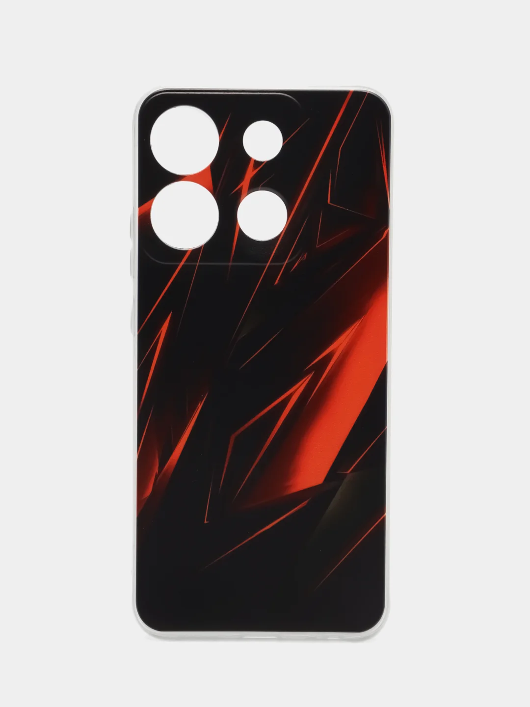 Красный чехол для Infinix Smart 7 Plus (Инфиникс Смарт 7 Плюс), прозрачный, с рисунком, защита камеры