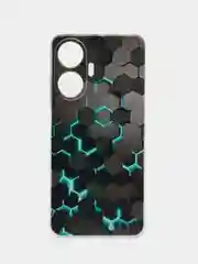 Бирюзовый силиконовый чехол на Realme C55 (Реалми C55), прозрачный, с рисунком, защита камеры