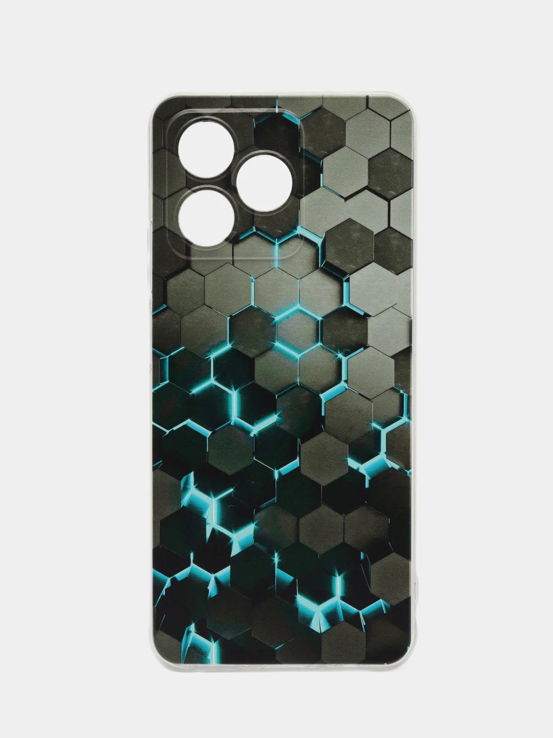 Бирюзовый силиконовый чехол на Realme C53/C51 (Реалми С53/С51), прозрачный, с рисунком, защита камеры