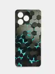 Бирюзовый силиконовый чехол на Realme C53/C51 (Реалми С53/С51), прозрачный, с рисунком, защита камеры