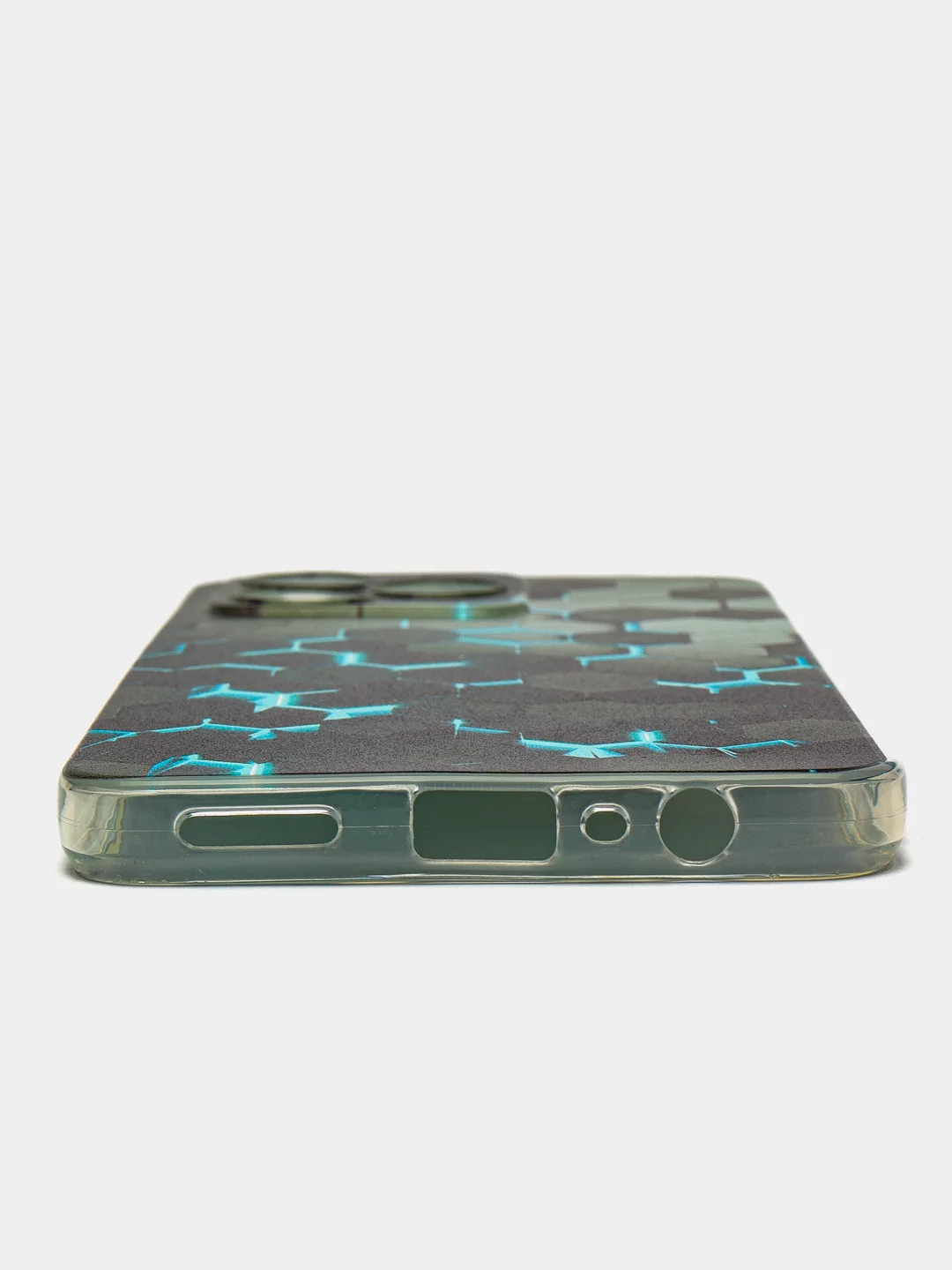 Бирюзовый силиконовый чехол на Realme C53/C51 (Реалми С53/С51), прозрачный, с рисунком, защита камеры