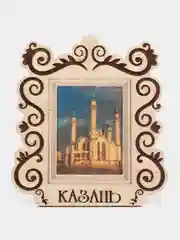 Аметистовый магнит деревянный "Казань. Кул Шариф.", 110*120 мм