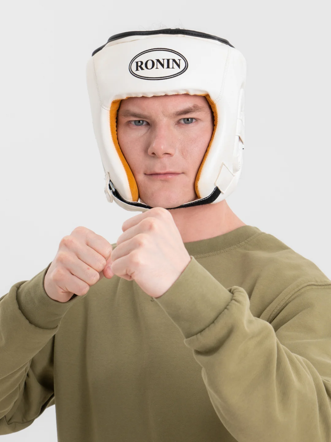 Белый шлем боксёрский боевой RONIN