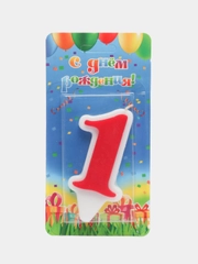 Свеча-цифра тортовая "1", красная
