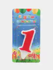 Свеча-цифра тортовая "1", красная