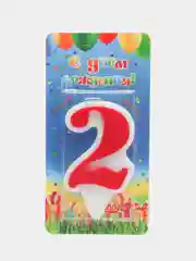 Свеча-цифра для торта "2", красная