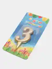 Свеча-цифра "3"  Золото. Тортовые свечи