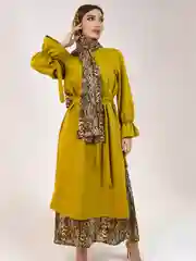 Индиго костюм женский с платьем, сарафан, туника, платок,платье макси, мусульманское платье
