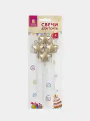 Набор свечей для торта "Звезды на длинных пиках", 4 шт., 3,3 см, ЗОЛОТАЯ СКАЗКА