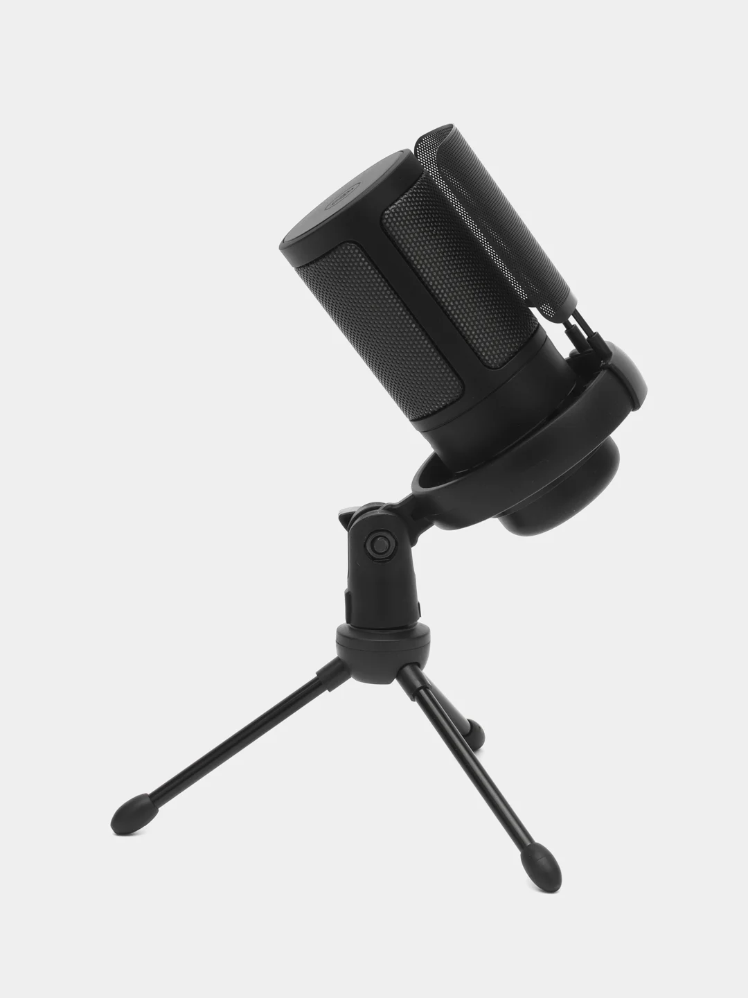 Черный конденсаторный студийный USB-микрофон для записи голоса