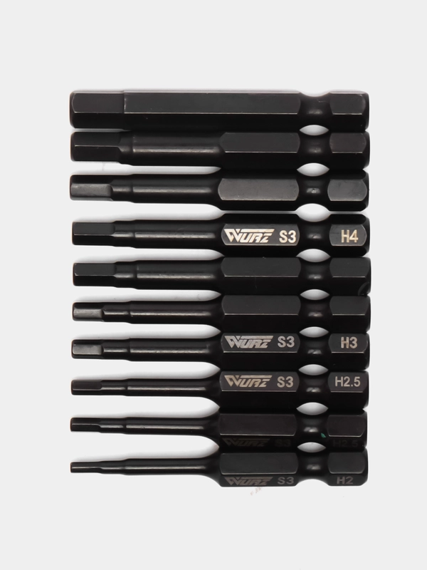 Набор бит для шуруповерта Wurz Torsion HEX, H2-H6, 50 мм, S3, 10 штук
