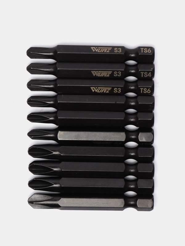 Набор бит Wurz для шуруповерта Torsion Torq-Set, S3, TS4, TS5, TS6, TS8, TS10, 50 мм