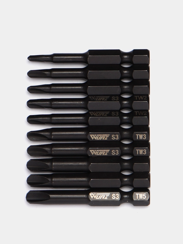 Набор бит Wurz для шуруповерта Torsion TriWing, 50 мм S3, TW0, TW1, TW2, TW3, TW4, TW5,