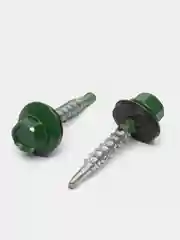 Саморезы кровельные RAL6002, по металлу, зеленый лист, 4,8 х 29