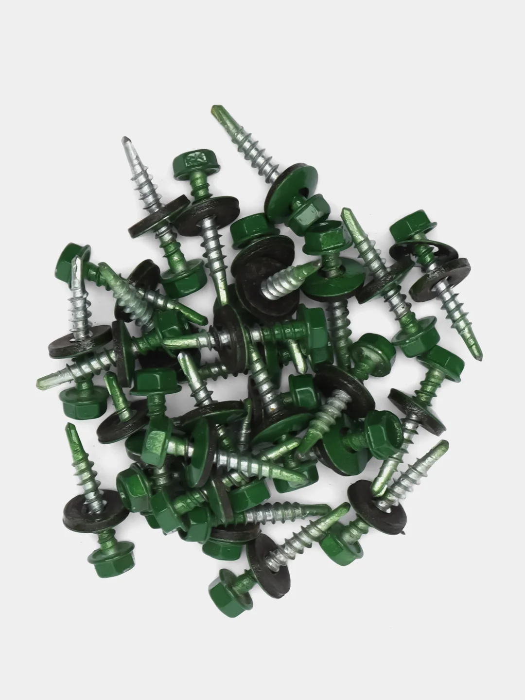 Саморезы кровельные RAL6002, по металлу, зеленый лист, 4,8 х 29