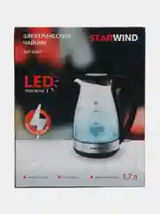 Черный чайник электрический Starwind SKP3039, с подсветкой, 1.7 л