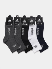 Носки мужские спортивные, средней длины, с вышитым принтом Адидас (Adidas), хлопок, 5 пар