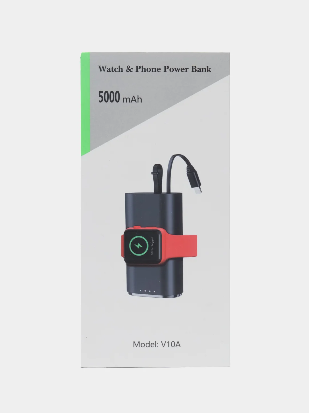 Черный портативный магнитный PowerBank, для Apple Watch, AirPods и телефона, 5000 мАч