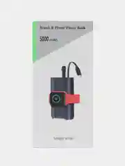 Черный портативный магнитный PowerBank, для Apple Watch, AirPods и телефона, 5000 мАч